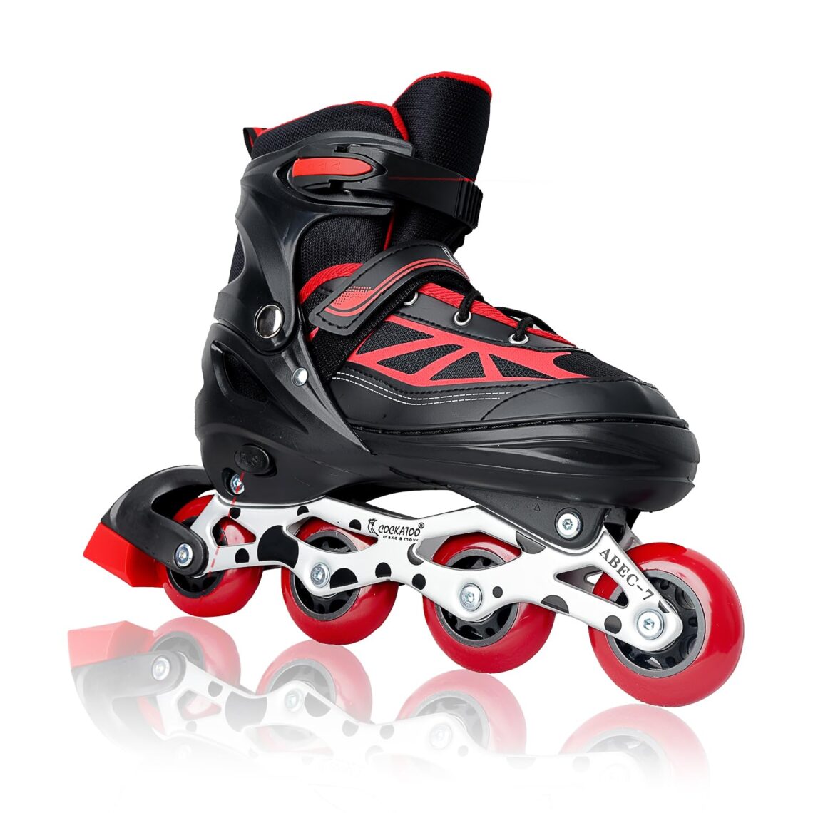 Cockatoo Inline Skate, Adjustable 4-Wheel Inline Skates, Aluminum Chassis,72 mm PU